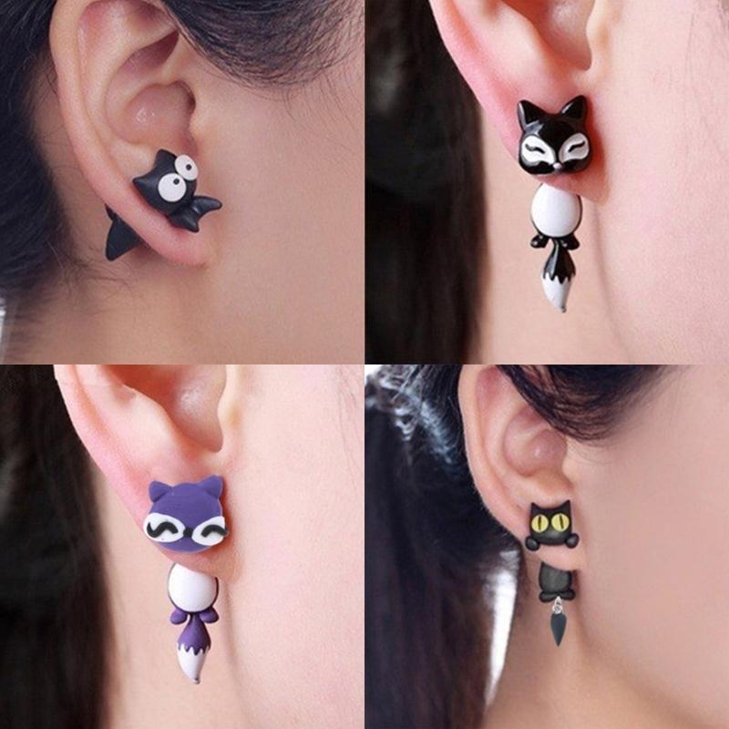 Cute Animal Female for Creative Handmade Earrings Clay Dinosaur Rabbit for Cat Earrings Party Jewelry for Women