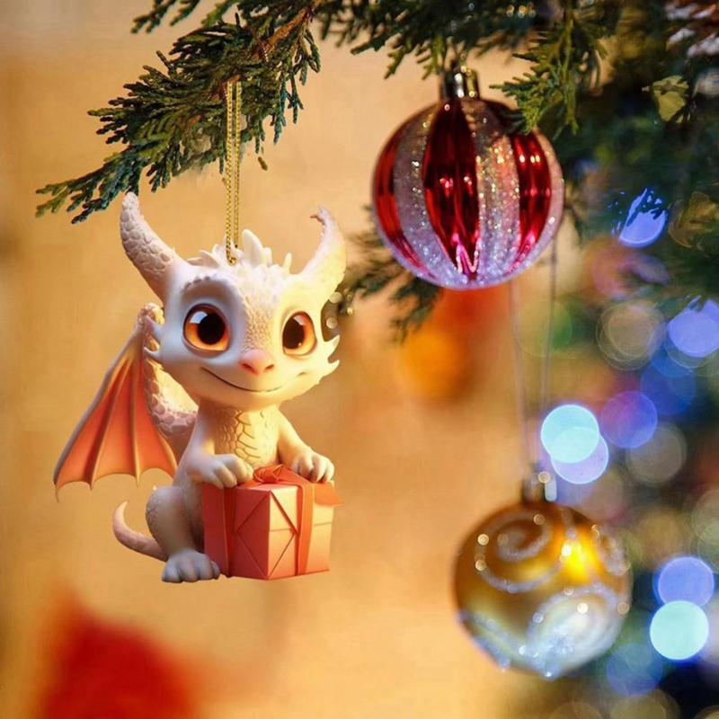 Christmas Dragon Car Dashboard Ornaments 2D Acrylic Dragon Pendant Charm Christmas Dragon Character For Vehicle Decoration