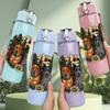 1PC Forest Bear Dog Wildlife Art 750ml Color Plastic Sports Water Bottle Leakproof Flip Straw Lid Suitable for Sports Office Home Use