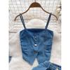 American Retro Denim Easiest for Match High Waist Straight-leg Sling