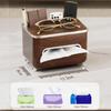 Imitation Walnut Wood Desktop Tissue Box Large Capacity Plastic Tissue Storage Box Decorative Anti-slip Tissue Dispenser