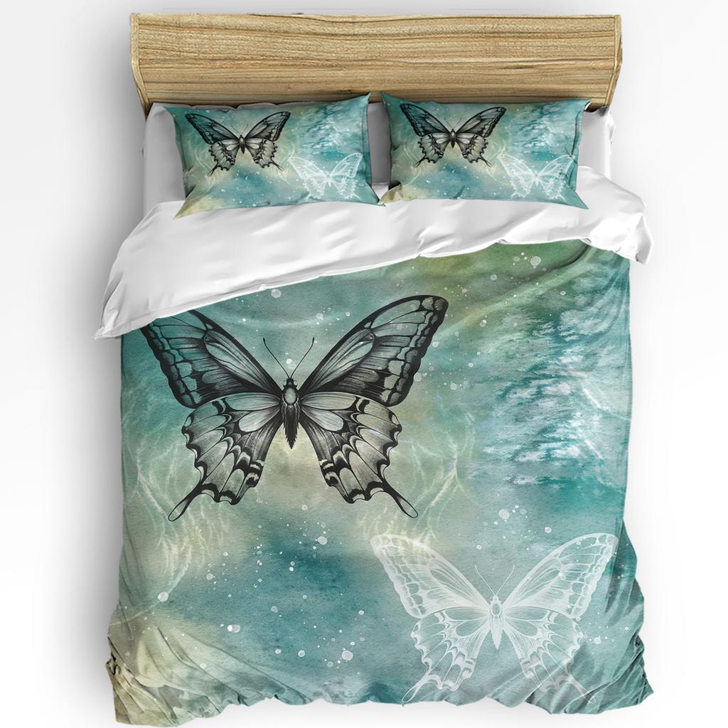 Set Biancheria da Letto Astratto Retrò con Texture Floreale Degradé 3 Pezzi per Letto Matrimoniale Tessili per la Casa Copripiumino Coperta Trapuntata Federa