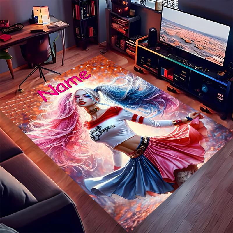 Custom personalization Harley Quinn Print Area Rug - Soft, Washable Non-Slip Indoor Mat,Living Room,Home&Office Decorative Rug