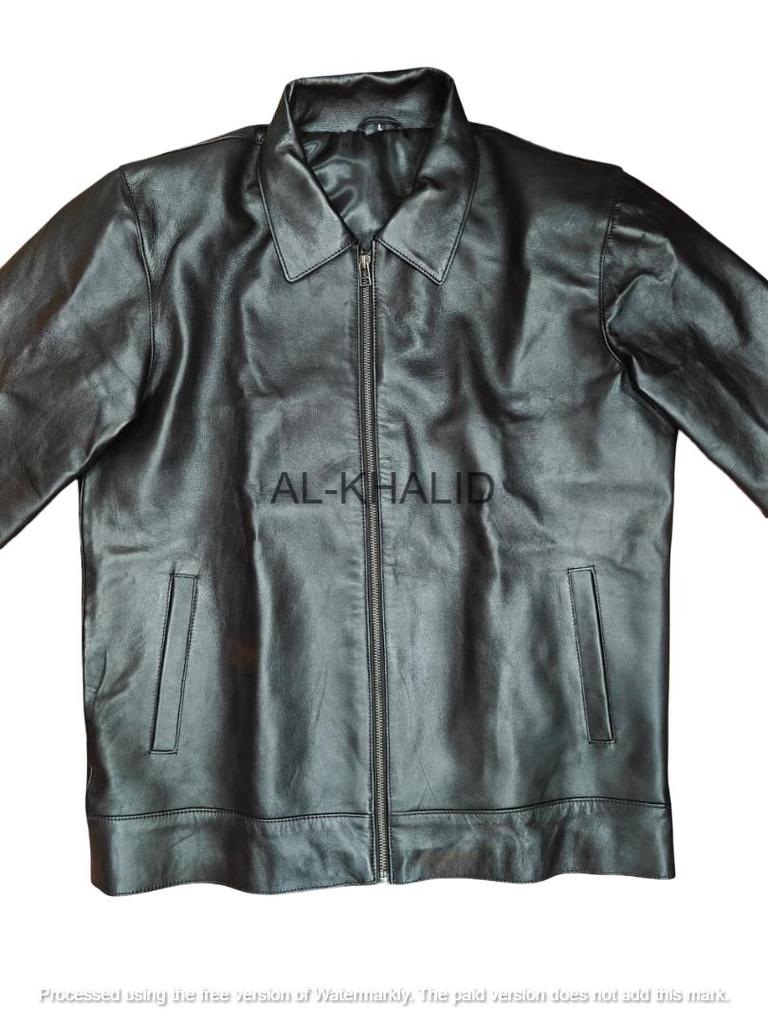 AL KHALID Herrläderjacka Svart Äkta Lammskinnjacka Motorcykel Stilfull