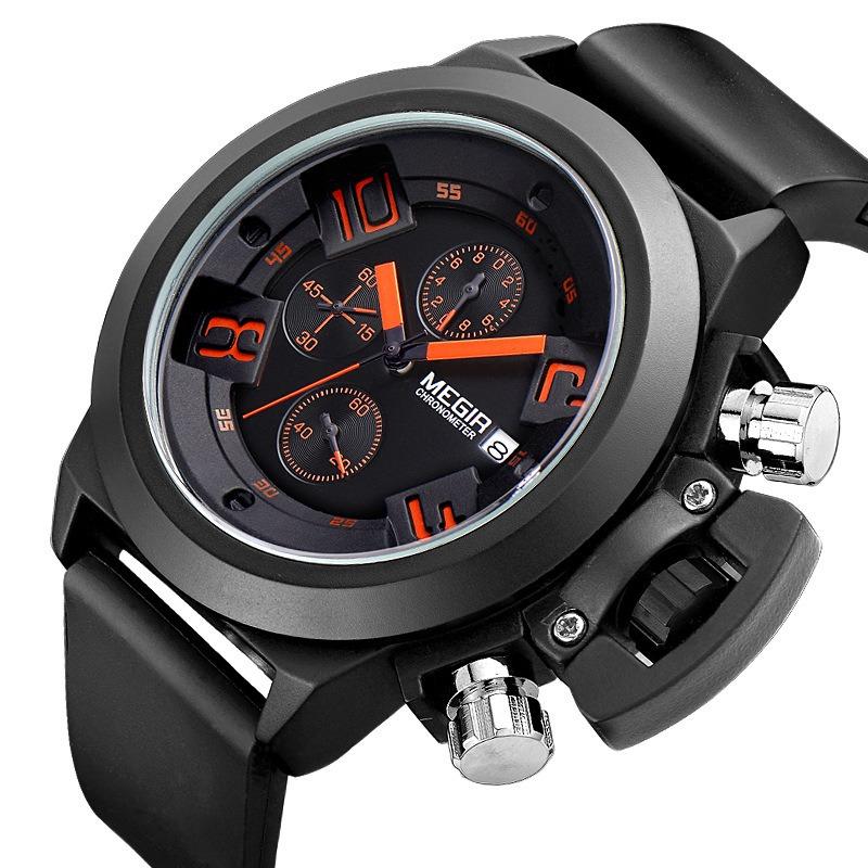 Meigel Men's Watch Sports Silicone Band Waterproof Calendar Quartz