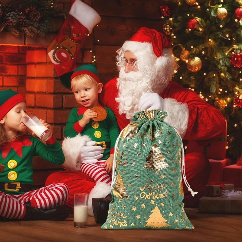 Pungi Sac de Moș Crăciun Extra Mari 50 x 70 cm Săculeți de Ambalaj pentru Sărbători cu Șnur pentru Jucării Cadouri Dulciuri Pungi de Ambalaj pentru Cadouri