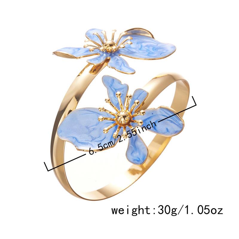Elegant Enamel Flower Open Ladies' Bracelet, Colorful Flower Bracelet, Beach Party Vacation Jewelry