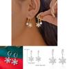 Christmas Snowflake Earrings With Zirconia And Pearl For Women Holiday Accessory