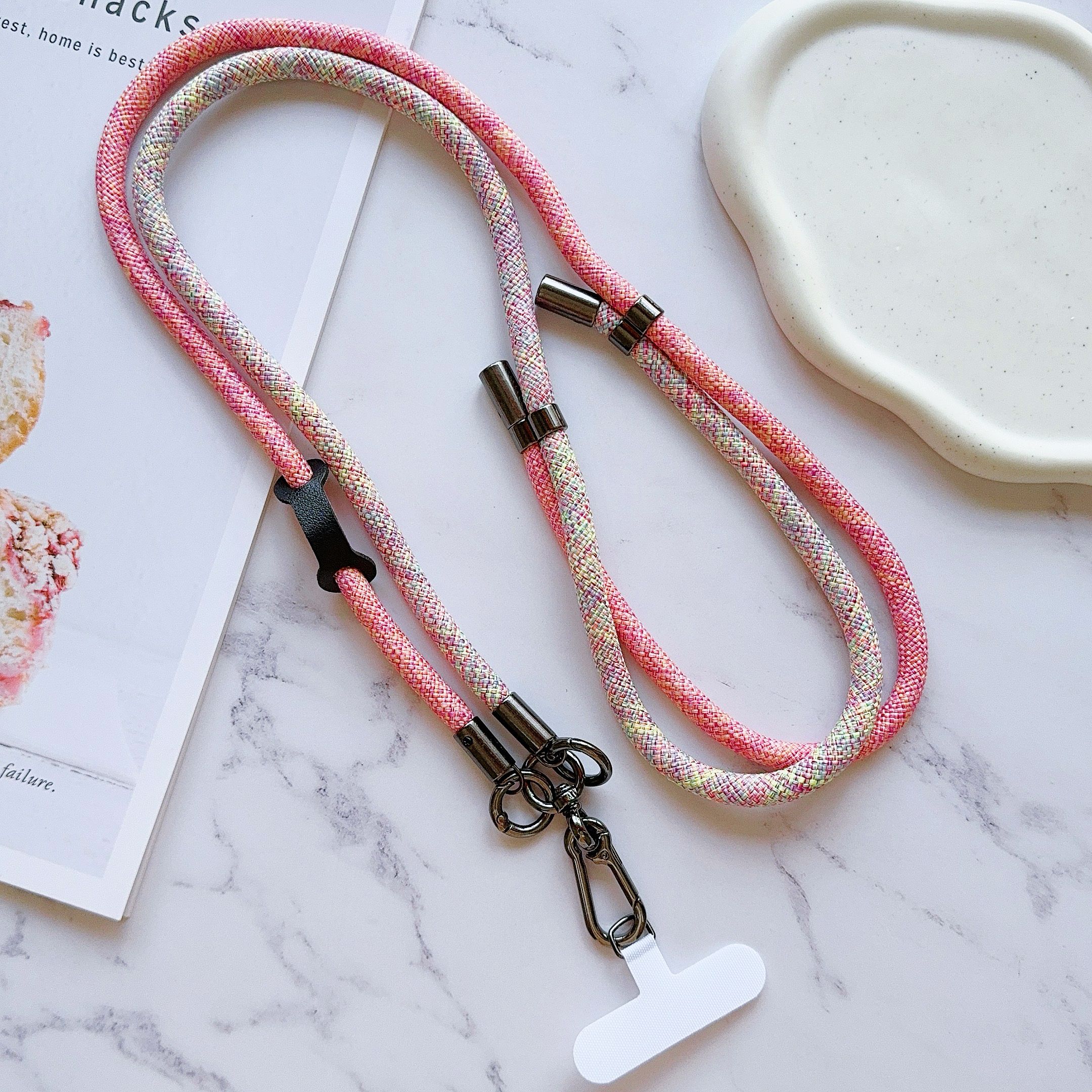 8mm Thick Phone Lanyard Adjustable Nylon Crossbody Strap with Tether Tab,Total Length: 140cm D