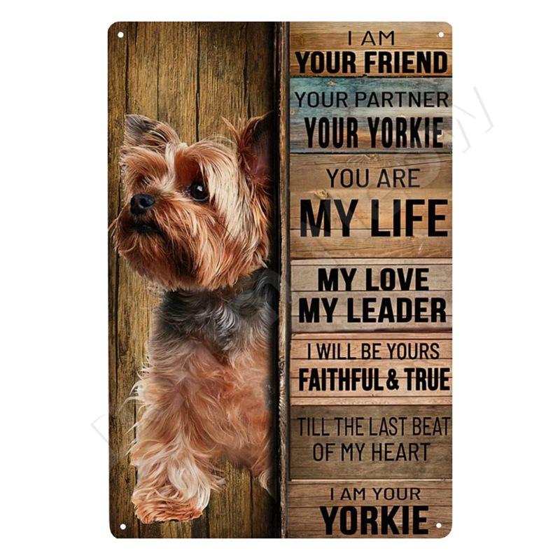 Dachshund Metal Tin Sign, Doberman Dog, Retro Art, Yorkie, Funny Pet Poster, Cafe, Kitchen, Home, Wall Decoration, Plaque Gif
