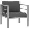 Garden Sofa, All-Weather Garden Single Sofa with Removable Cushions, Metal Frame Outdoor Furniture for Balcony, Charcoal Grey