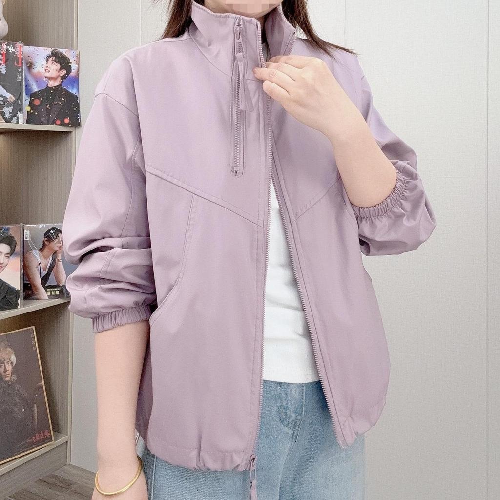 2026 Stylish Women's Versatile Taro Purple Slimming Short Jacket with Stand Collar for Spring/Autumn