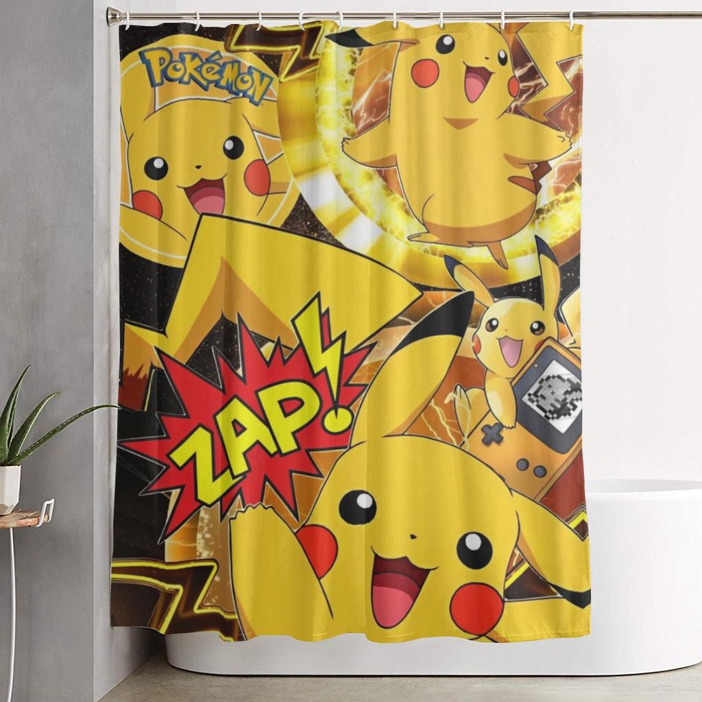 Kreslené postavičky Pokémonů Squirtle Sprchový závěs pro koupelnovou výzdobu Lehké sady sprchových závěsů 60X72 palců s háčky