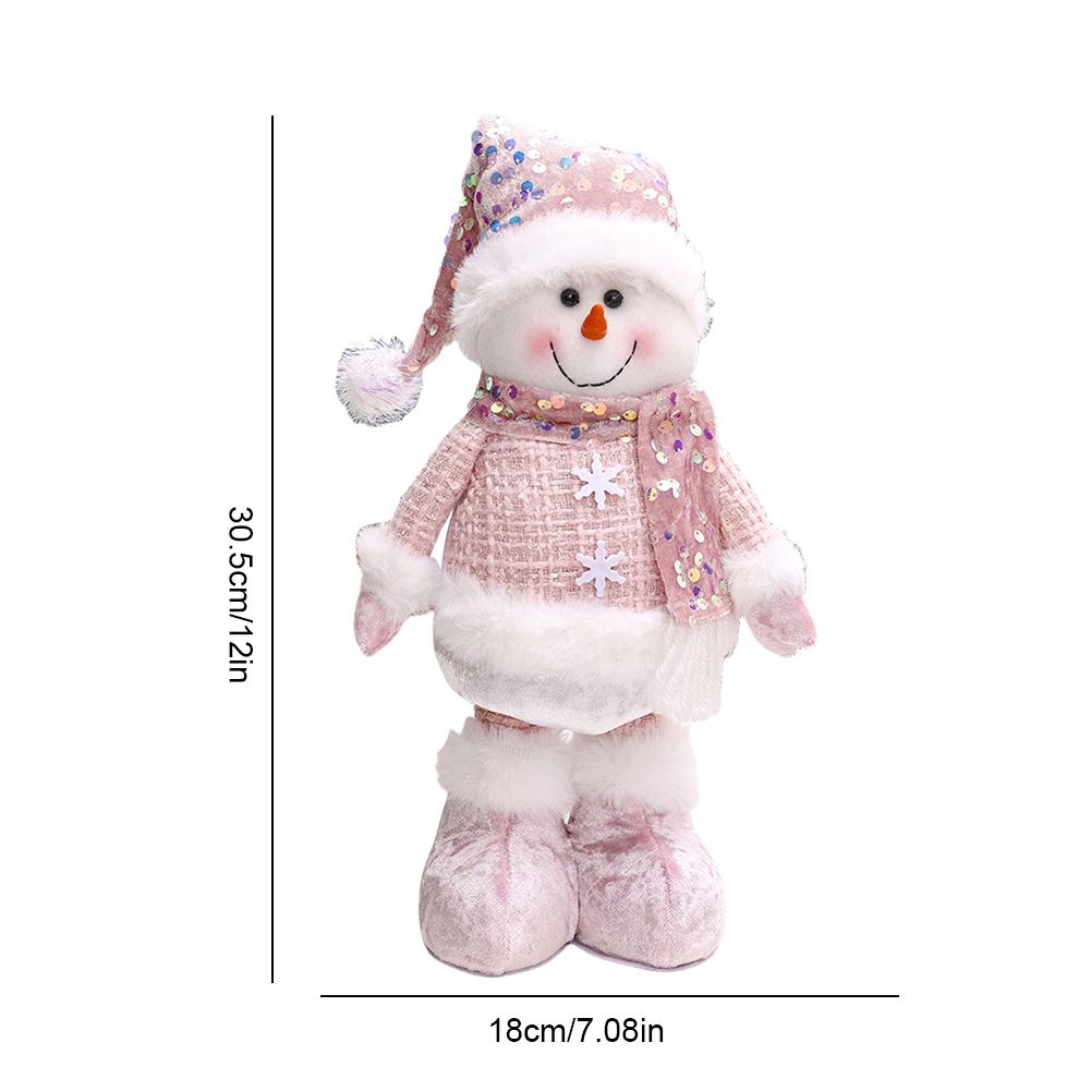 

Рождественская плюшевая выдвижная мягкая кукла, стоящая игрушка, украшение на телескопические ноги, розовая кукла для декора двери, окна, стола