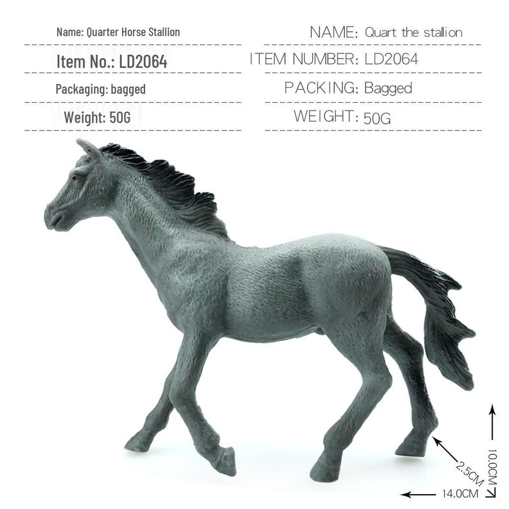 Black Stallion Foal Simulation Animal Model - Wild Horse Cognitive Toy Ornament for Children