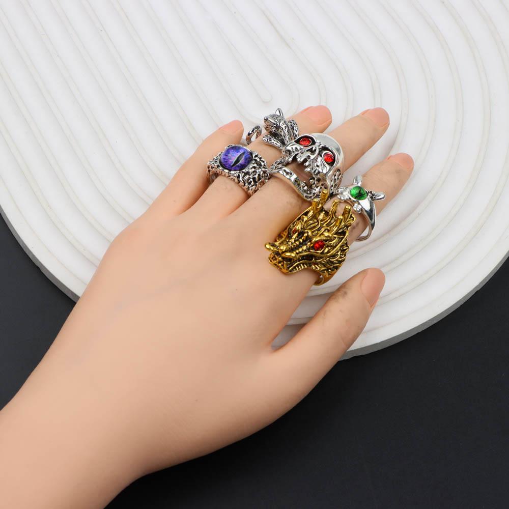 10/20/30Pcs/Lot Fashion Punk Hip Hop Rock Charm Skeleton Owl Geometry Finger Rings For Women Men Jewelry Party Gifts Accessories