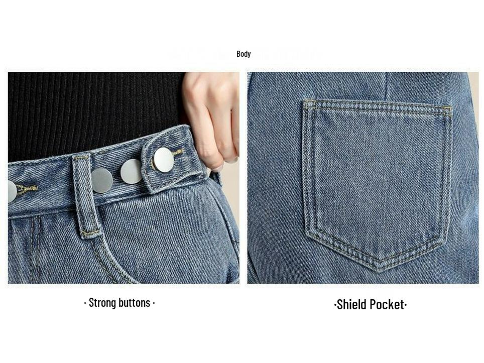 Women's Light Blue Fleece-Lined High-Waisted Wide-Leg Jeans - Winter Thickened for a Loose, Slimming Fit with Trendy Design.