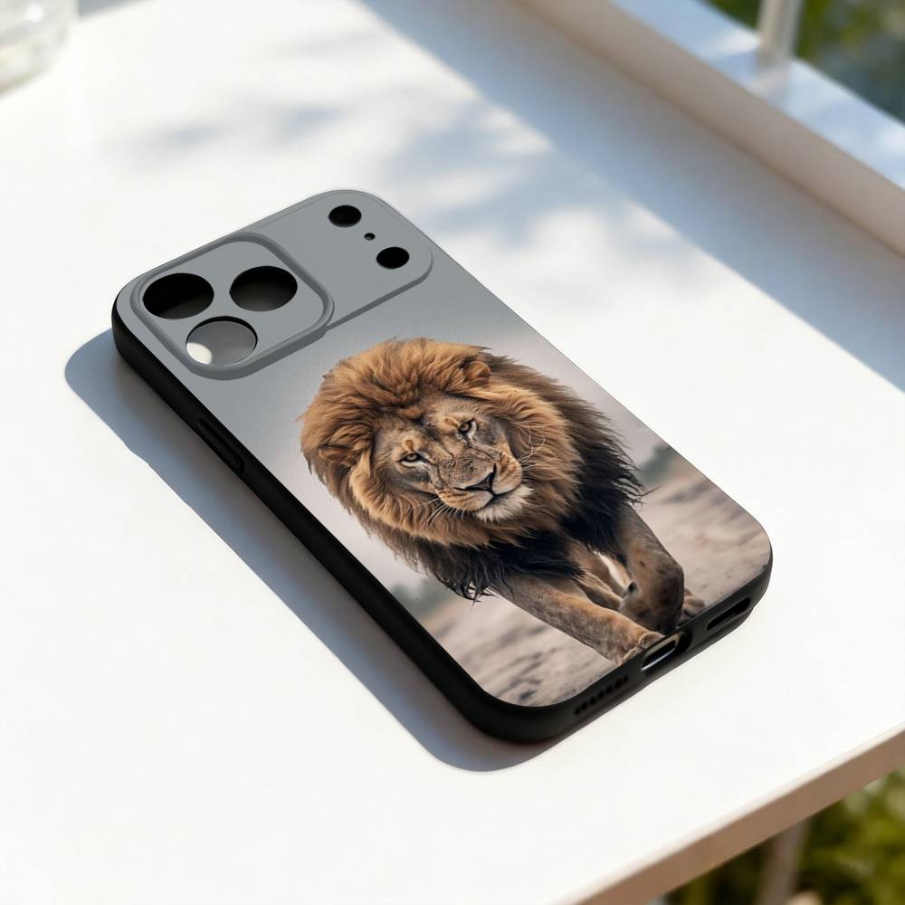 

Cool Lion Animal Phone Case For iPhone 11,12,13,14,15,16,17,Pro,Max,Plus,E,SE4,Air,Mini Black Soft Cover iPhone16plus