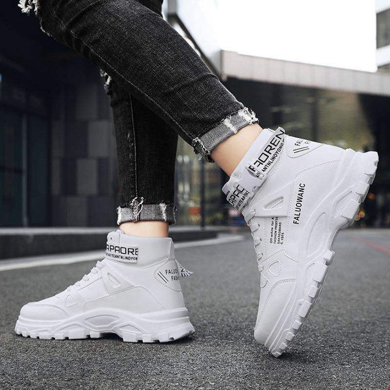 Fashion Fashion Trend Men High Top Leather Boots Spring British Platform Ankle Boots Outdoor Breathable Casual Tooling Shoe Botas Hombre
