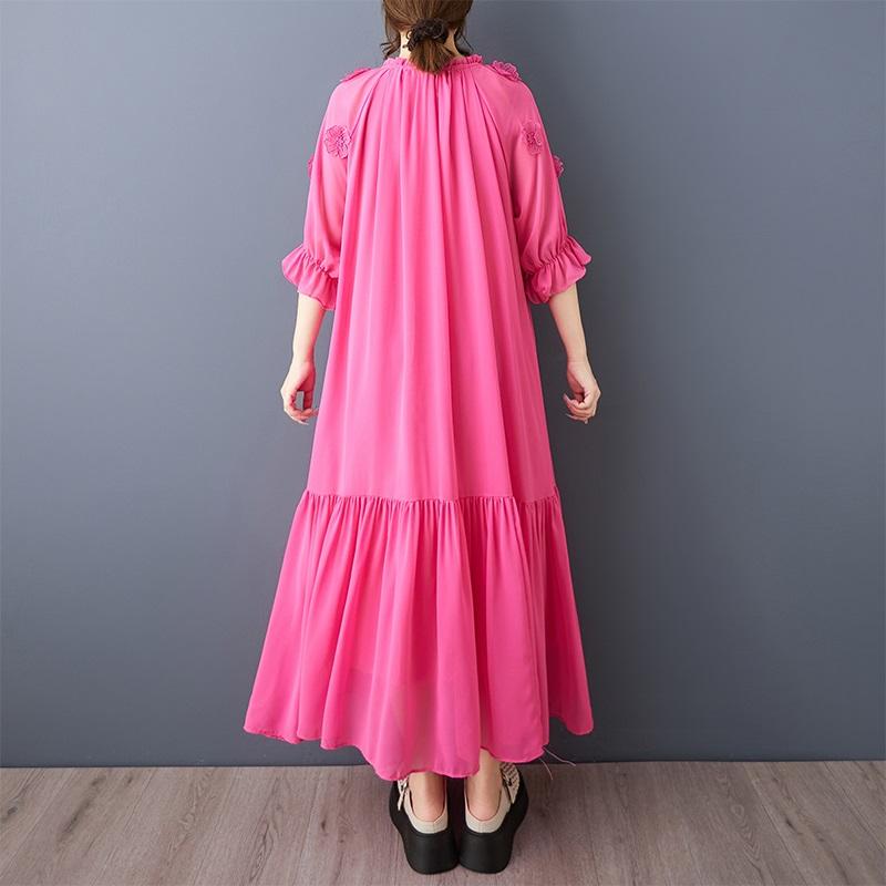 Short Sleeve Plus Size Vintage Floral New In Dresses for Women Casual Loose Long Summer Dress