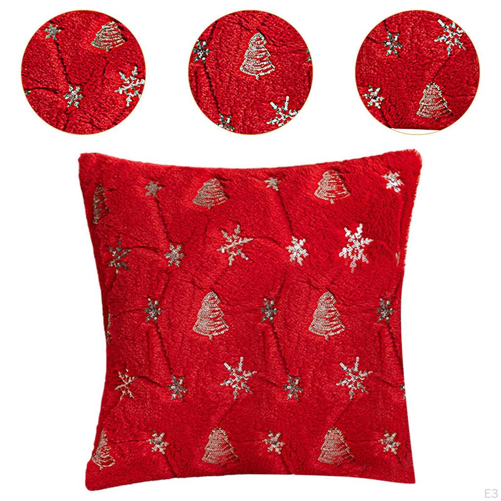 Christmas Theme Plush Pillow Case 18x18 Inch Washable for Living Room Coffee Shop