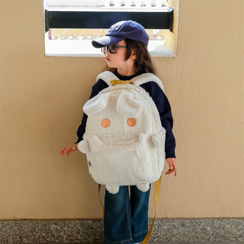 Очаровательный плюшевый рюкзак-кролик в японском стиле для детей, с большой вместимостью и комфортом белый