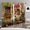 2 Pcs Residential building print curtains,suitable for bedroom,living room kitchen decoration,home decoration,window decoration
