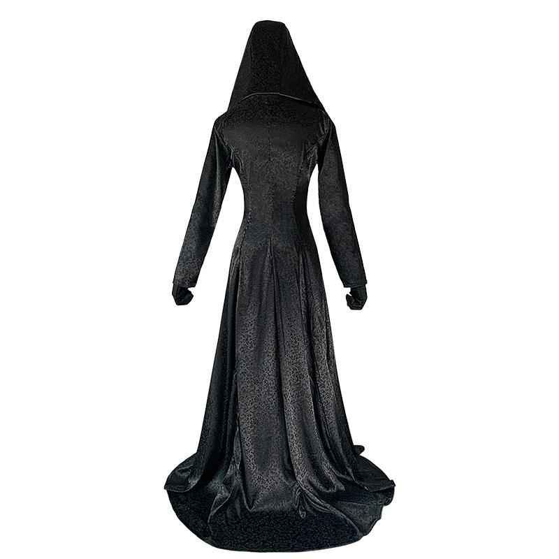 Halloween Costume Resident Evil 8 Village Cos Costume, Moth Girl Black Vampire Cosplay Long Dress