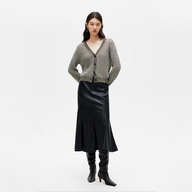 VEROMODA Women's Floral Crochet Knit V-Neck Cardigan