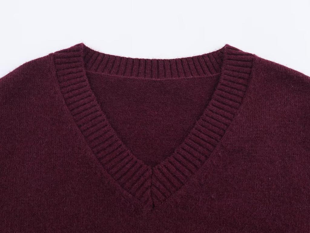European and American style, new women's clothing, foreign style, fashionable, casual V-neck knitted sweater 1509002