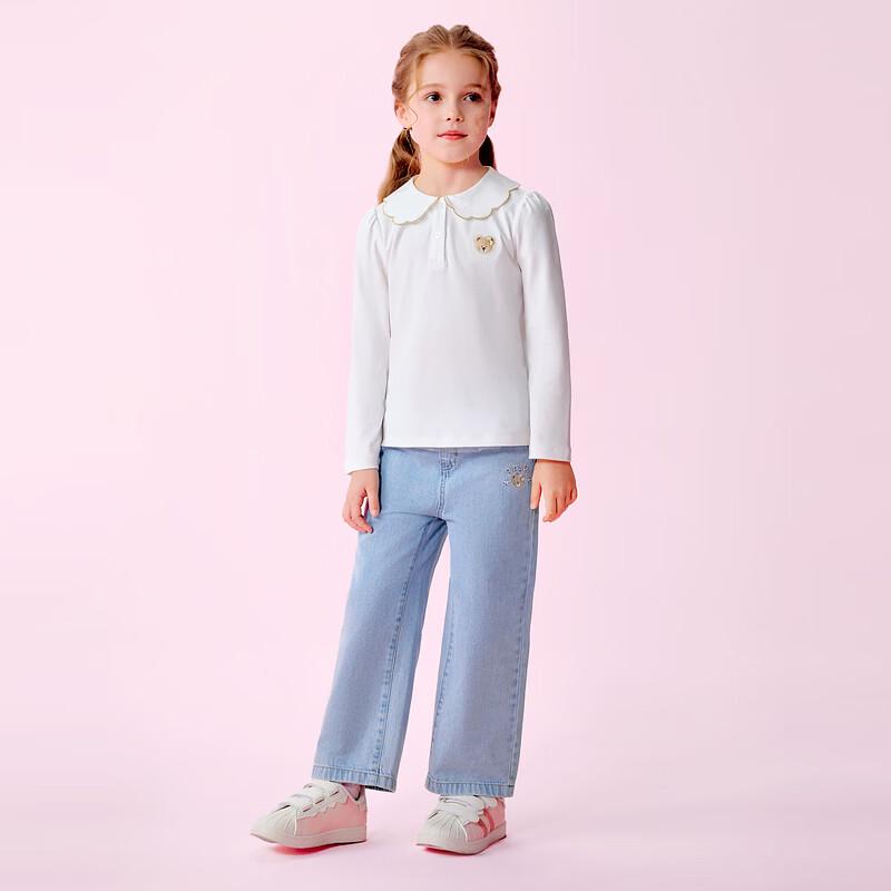 PawinPaw Girls' Cartoon Bear Long-Sleeve Polo T-Shirt