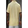 Mens Casual Short Sleeve Striped Cuban Collar Textured Shirt