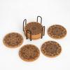 8Pcs Cork Coasters with Rack Round Retro Coasters Absorbent Heat-Resistant Table Mats Insulated Dining Placemats for Table Protection