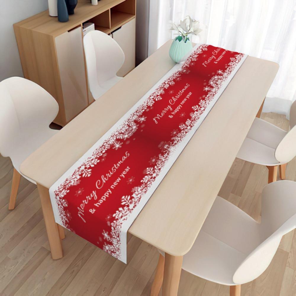 2pcs Christmas Decorative Tablecloth Holiday Gifts Household Long Tablecloth Placemat Linen Table Flag