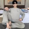Men Pajamas Set Spring Cotton Casual Sleepwear Minimalist Style Long Leisure Homewear Fashion Boys Nightwear