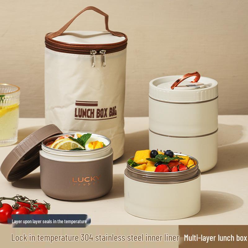 304 Stainless Steel Bento Box - Multi-Layer Partitioned Lunch Container for Students and Office Workers