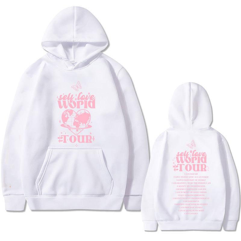 Sely Love World Tour Double Sided Print Hoodie Male Casual