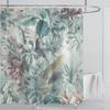 Aquatic Plants Floral Shower Curtain Waterproof Shower Curtain Polyester Fabric 3D Printed Curtain Bathroom Decoration With Hook