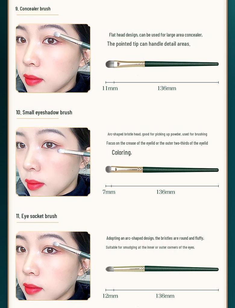 Huayang 14-teiliges Green Cloud Make-up Pinselset - Weiche, vielseitige Pinsel für Puder, Foundation und Lidschatten.