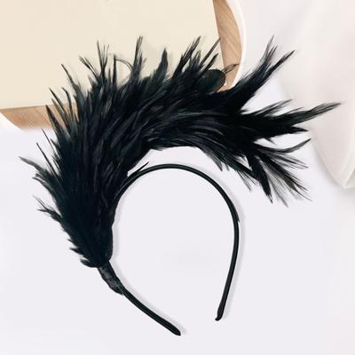 Hairband Vintage Colorful Feather Design Headband Stylish Hair Accessory for Weddings Parties Halloween
