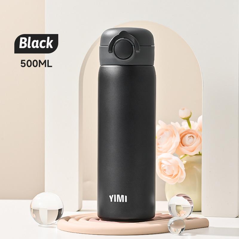 500ml Thermos Large Capacity Stainless Steel Thermal Water Bottle Portable Vacuum Cup with Handle Double-layer Travel Tumbler