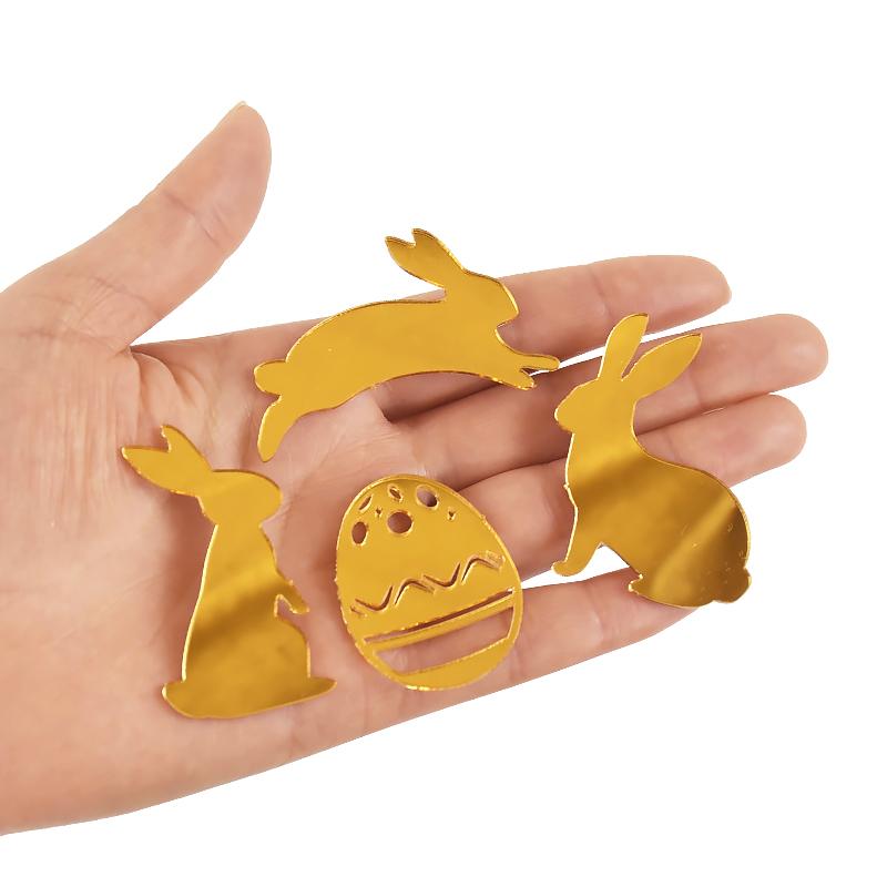 5 Stück Gold Acryl Osterkuchen Dekoration Niedlicher Hase Eier Cupcake Topper Frohe Ostern Party Dessert Dekoration Kinder Gastgeschenke