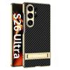 PU Leather Skin Plating Kickstand Hard Phone Case for Samsung Galaxy S26 S25 Ultra Shockproof Protective Cover with Bracket
