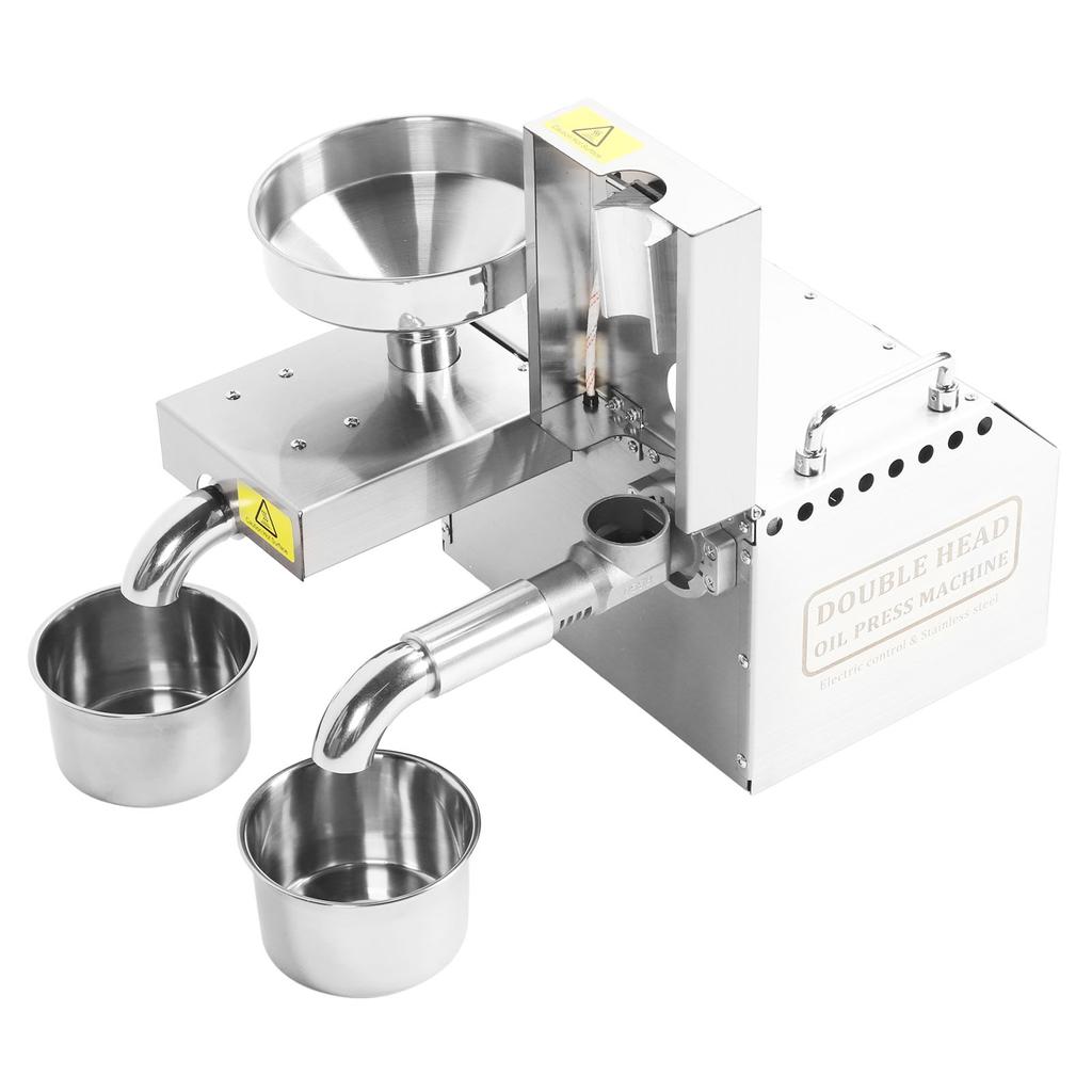 Double Head Oil Press Machine High Oil Yield Hot Cold Press Stainless Steel Small Automatic Oil