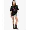 Oversized T Shirt Black Pink V Letter And Hand Graphic Print Casual Streetwear Fashion Top For Women