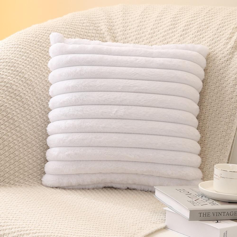 Thick Striped Square Pillow Cushion Cover Soft Plush Pillow Case Protector New Throw Pillow Cover