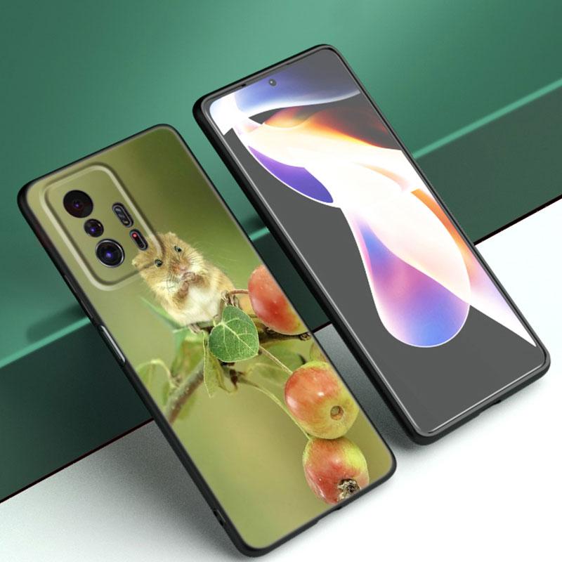 Animal Mouse Hamster Flower Phone Case For Xiaomi Mi A2 8 9 SE Note 10 10T 11 12 Lite 9T 11T 12S 12T Pro A3 6X 12X Black Cover