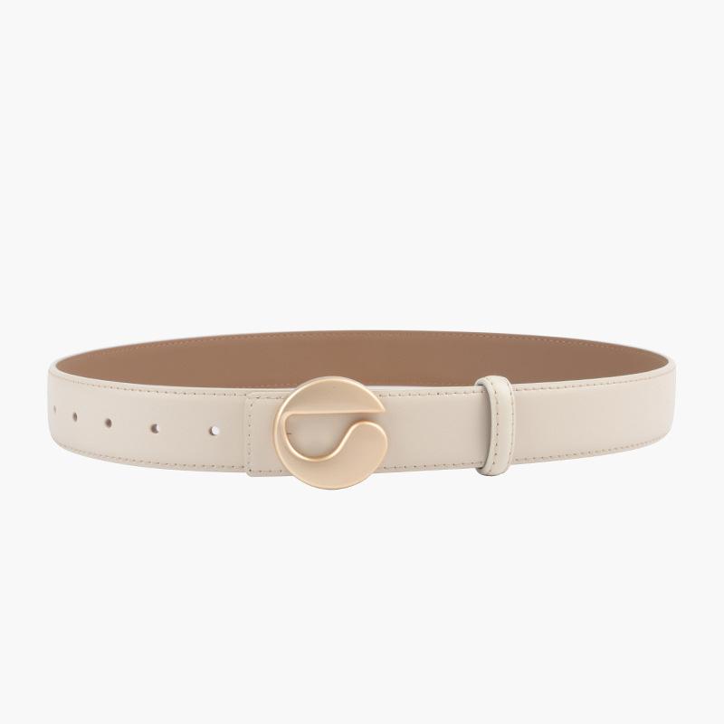 Belt Genuine Leather Calfskin Belt Belt Women's Black Logo Cowhide Belt
