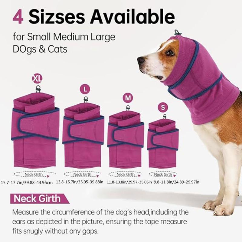 Dog Hood for Loud Noise Moment, Soft Stretchy Ear Cover Wrap for Pet Dog with Adjustable Closures and Full Ear Coverage