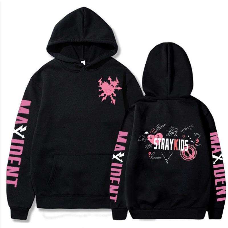Stray Kids Idol Support Hoodies Womens Casual Pullovers Coats Harajuku Unisex Hoodie Cartoon Printed Sweatshirts Hip Hop Hoody Streetwear